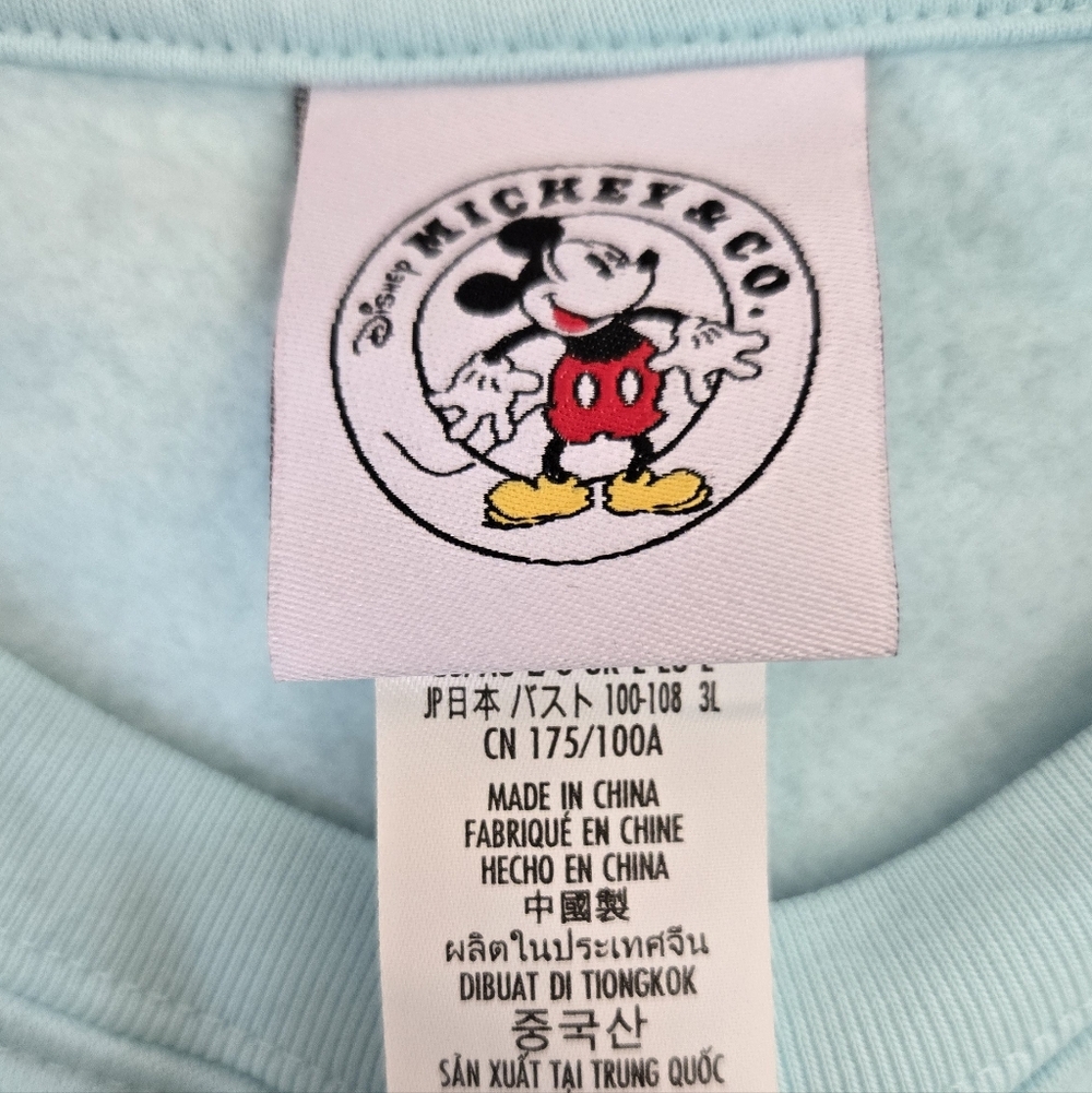 Disney Mickey Mouse Garden Collection Cropped Crewneck Sweatshirt Blue Green NWT - Picture 6 of 7